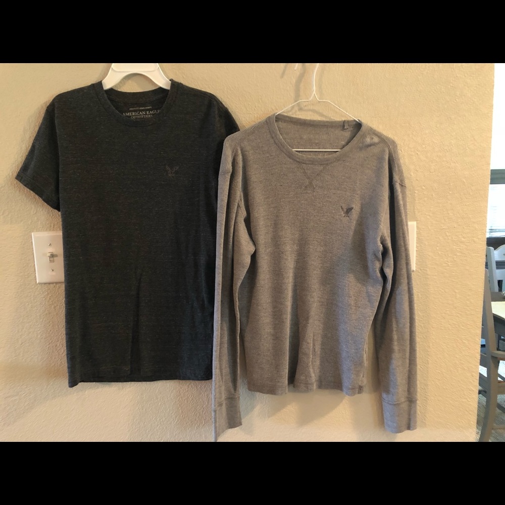 2 American Eagle grey shirts XS-S